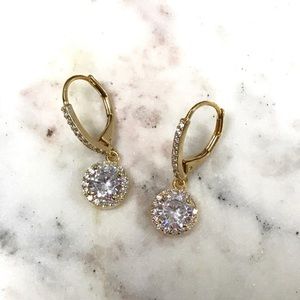 Cubic Zirconia Solitaire On European Wire-Boutique